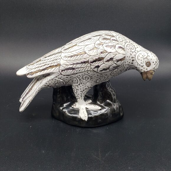 VTG Kinder Harris Hand painted Set (2) Porcelain Doves. HFP Macau. White w/ Gold - Picture 7 of 13